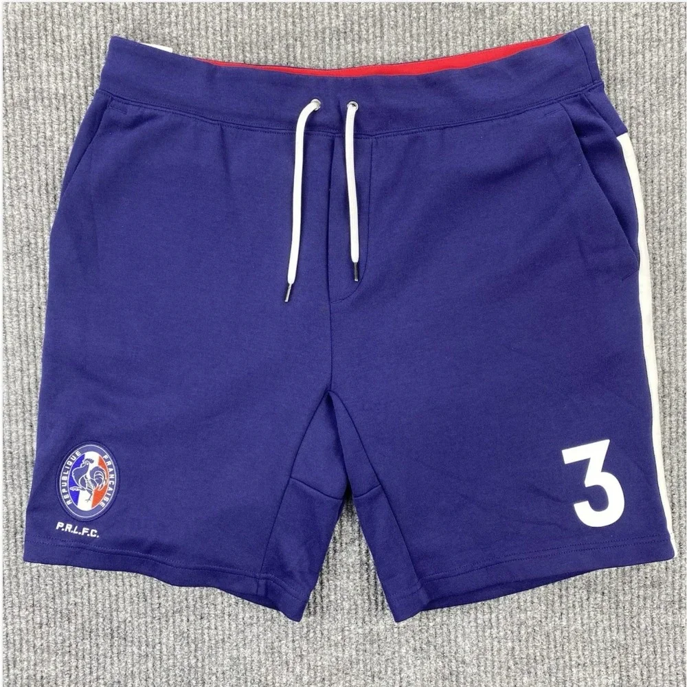 Polo Ralph Lauren France Double Knit Track Shorts Large Blue Cruise Soccer 3
